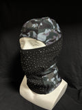 Gray camouflage multi-color hand-stitched crystal head cover