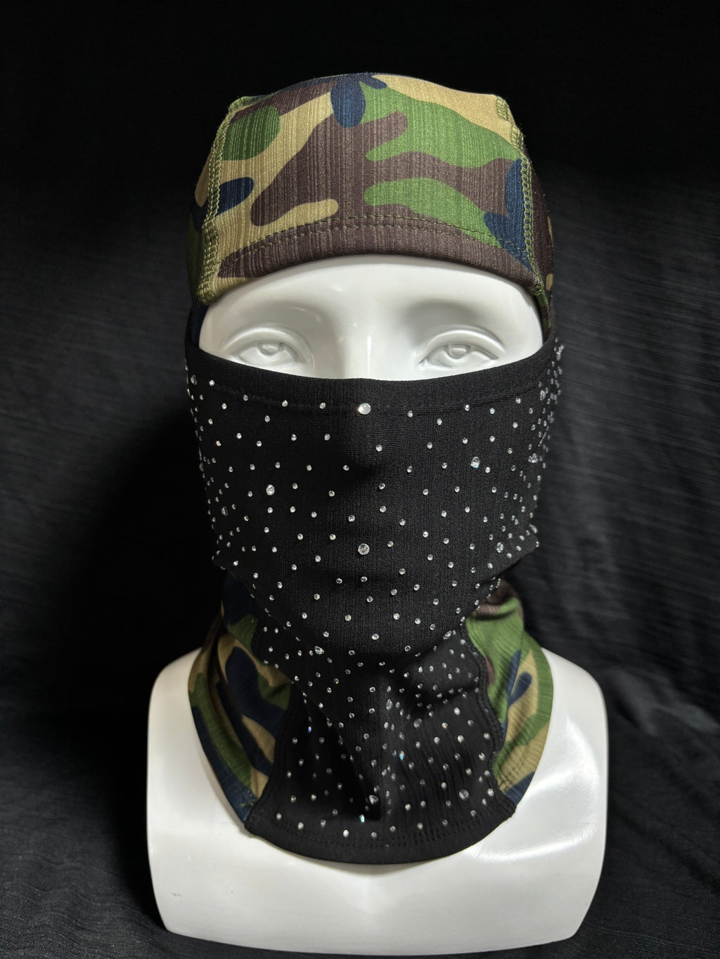 Camouflage multi-color handcrafted rhinestone head cover
