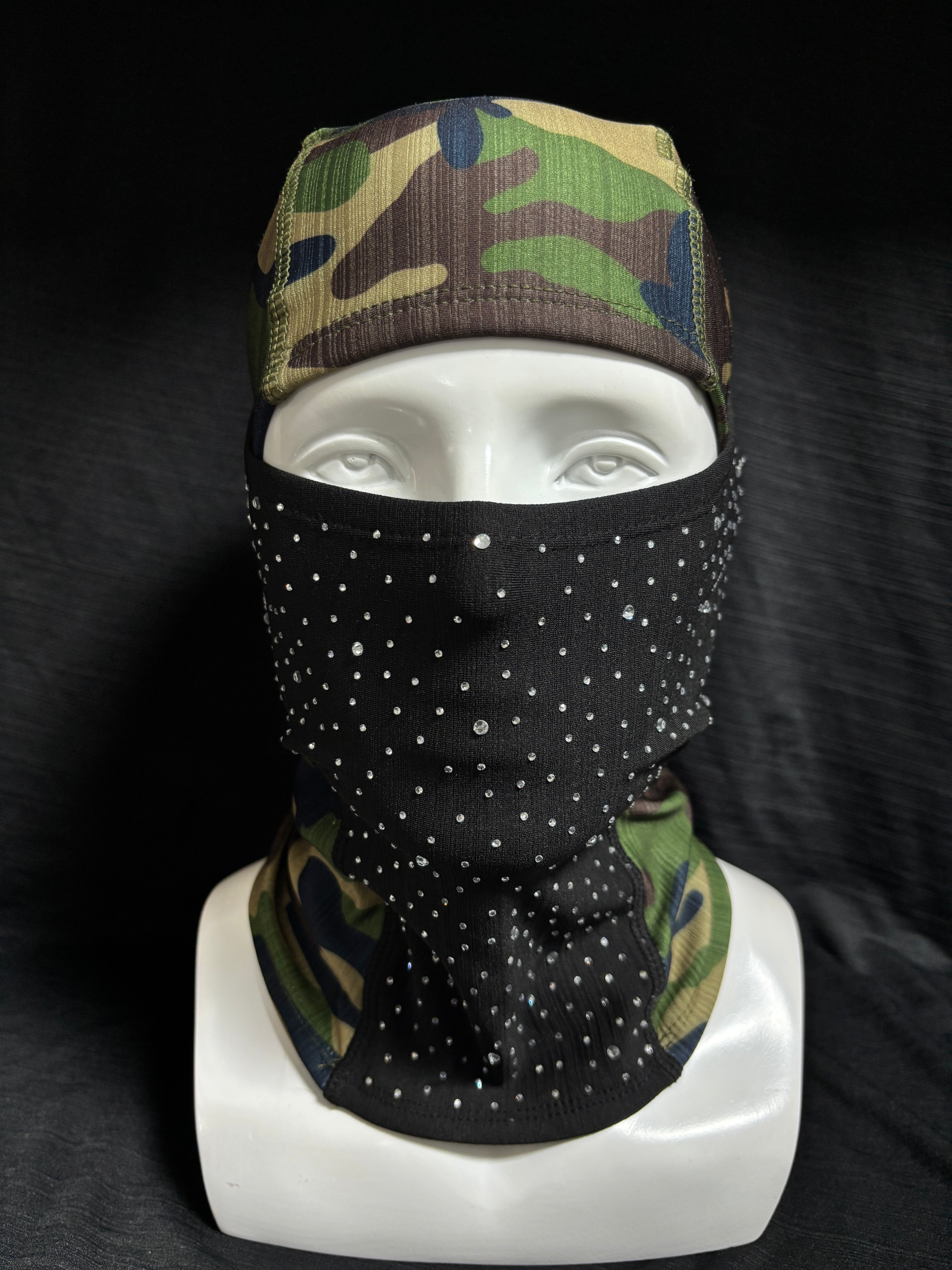 Camouflage multi-color handcrafted rhinestone head cover