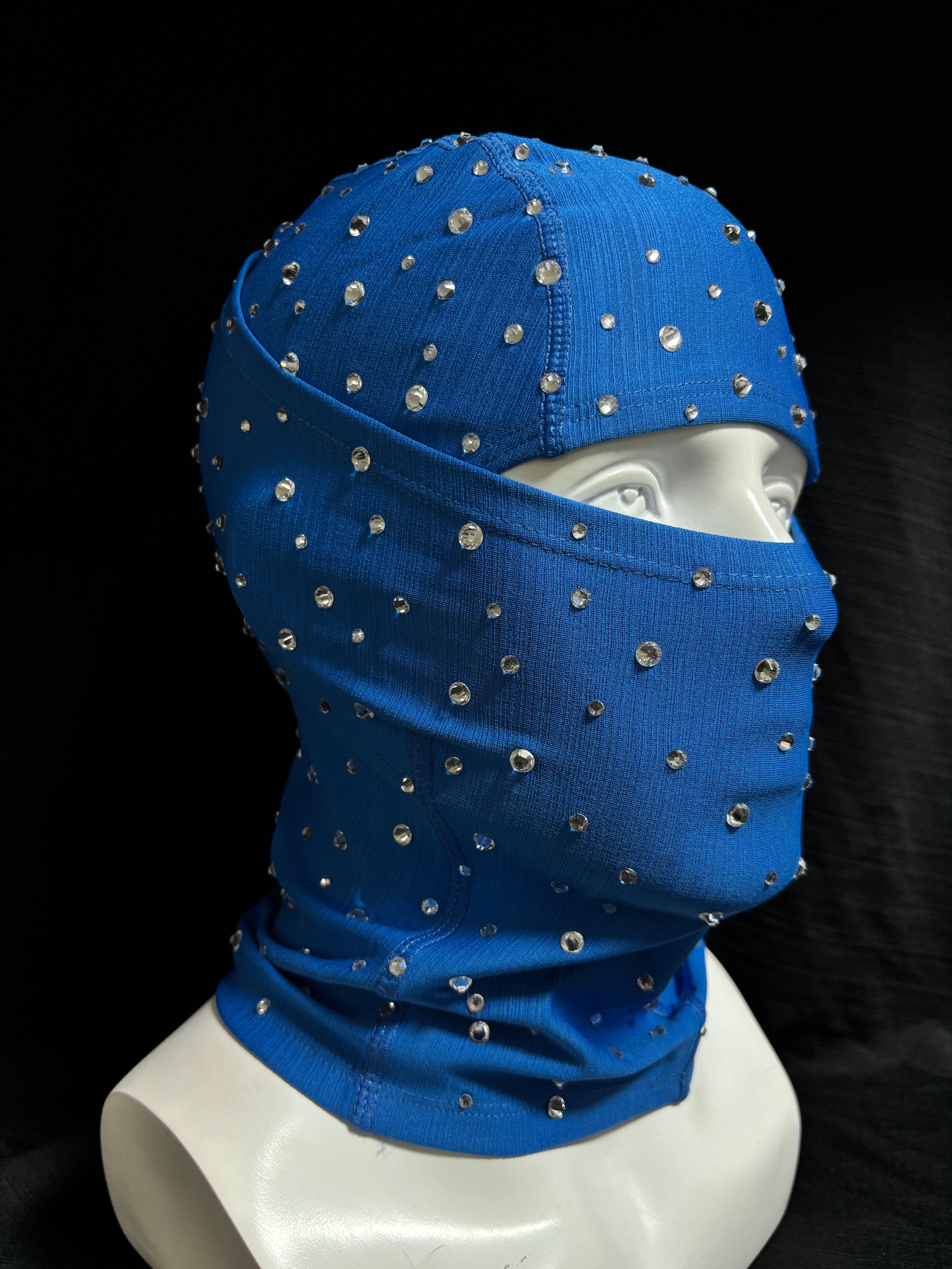 Blue handcrafted rhinestone head cover