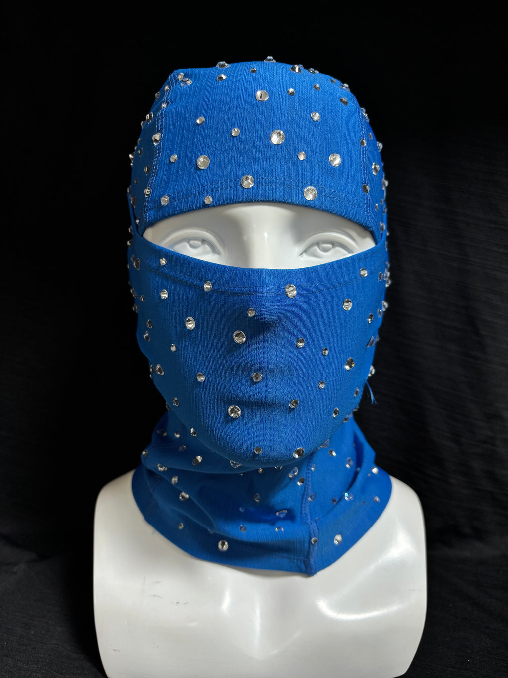 Blue handcrafted rhinestone head cover